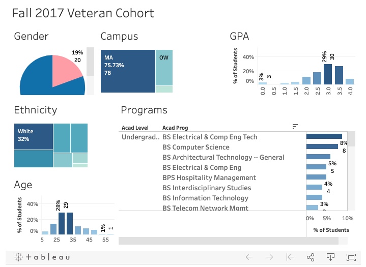 Embedding a Tableau Dashboard – Veteran cohort example